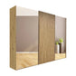 Tulsa Large 3 Door Wardrobe With Mirror and Bianco Oak Decking 
