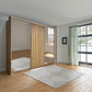 Tulsa Large 3 Door Wardrobe With Mirror and Bianco Oak Decking 