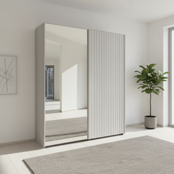 Tulsa Champagne 150cm Sliding Door wardrobe with Mirror and decking