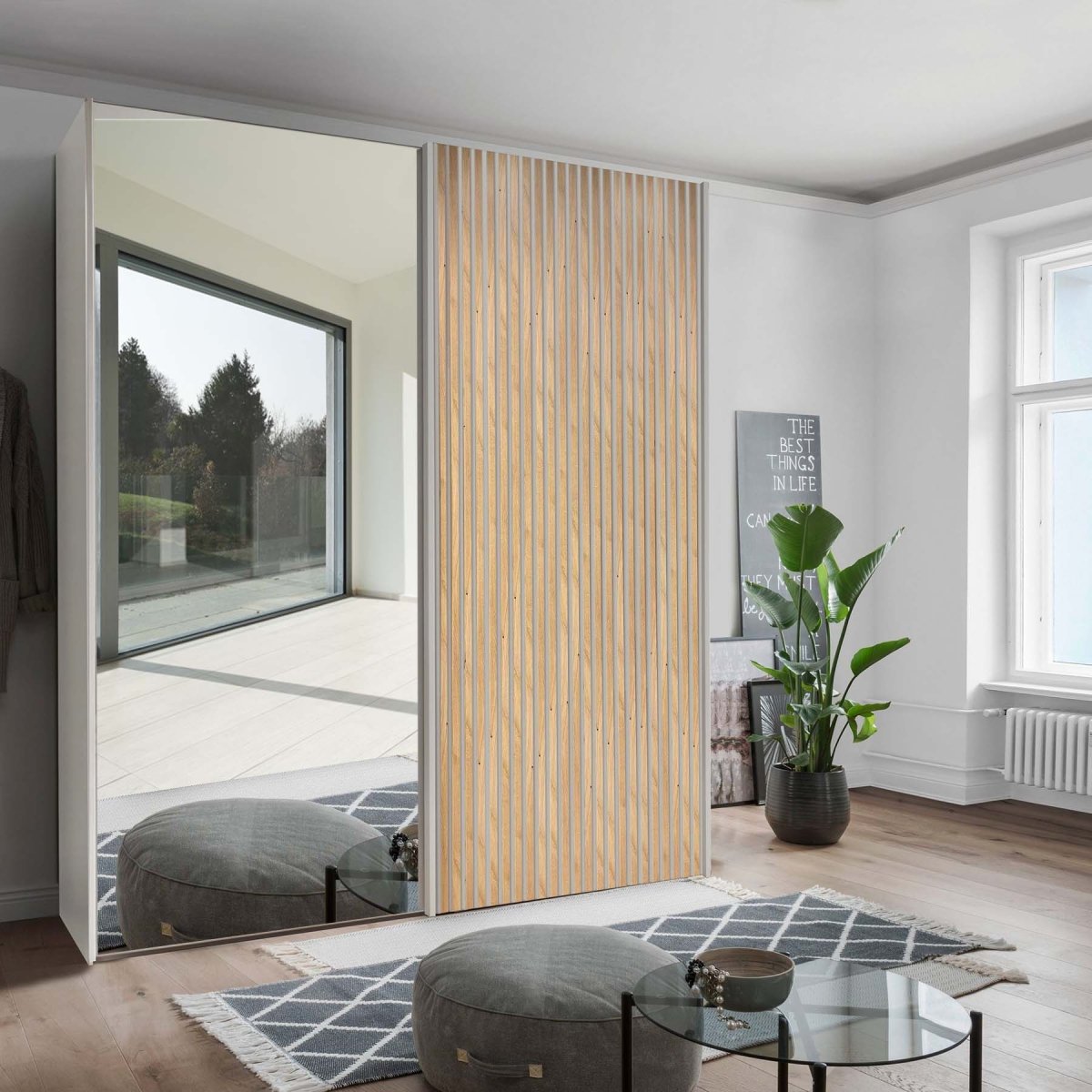 Tulsa Champagne Double Sliding Door Wardrobe with Mirror 