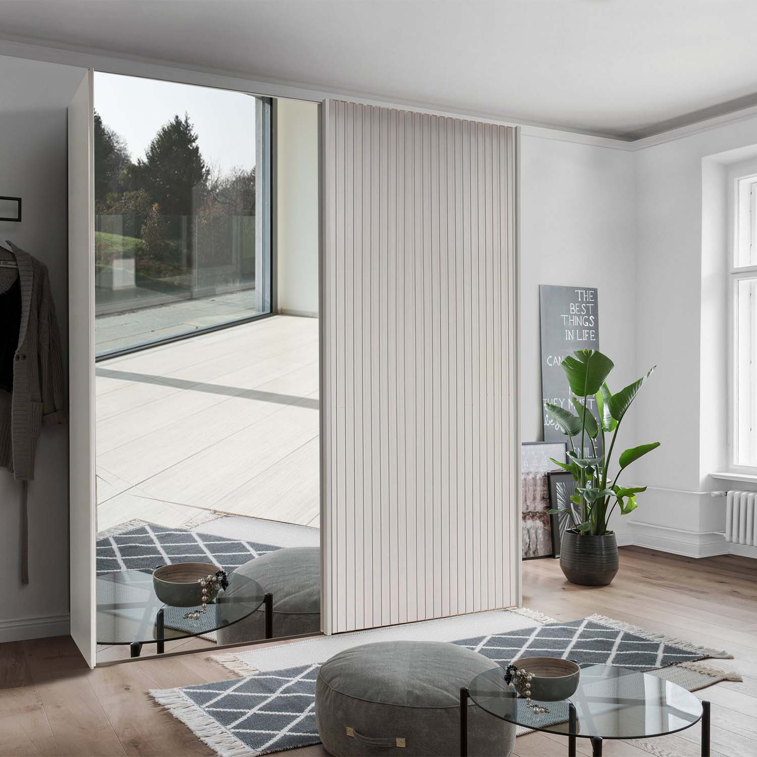 Tulsa Champagne Double Sliding Door Wardrobe with Mirror 