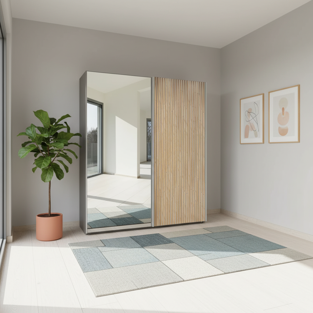 Tulsa 200cm Sliding Door wardrobe with Mirror and Oak Decking
