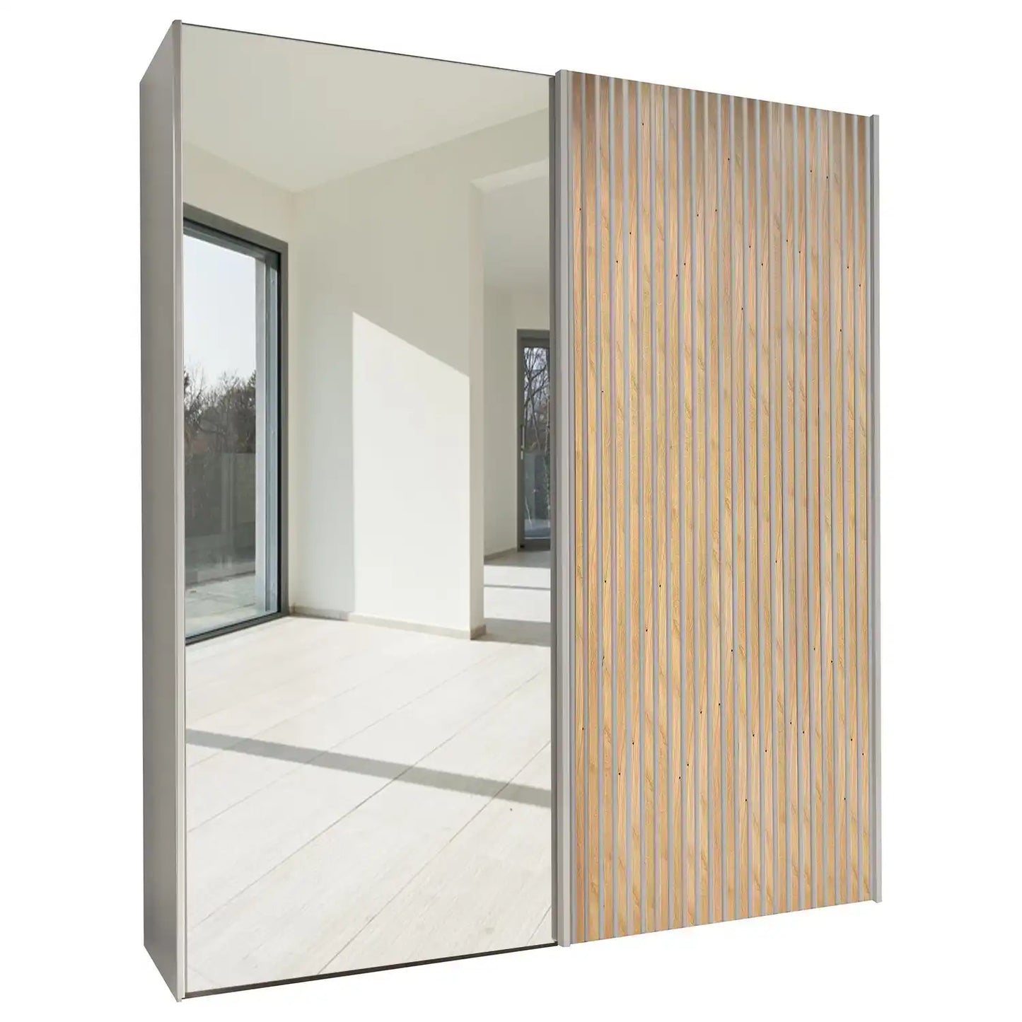 Tulsa Champagne Double Sliding Door Wardrobe with Mirror 