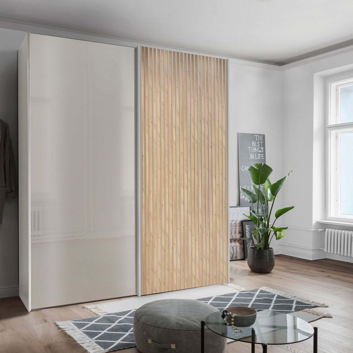 Tulsa Champagne Glass Double Sliding Wardrobe 