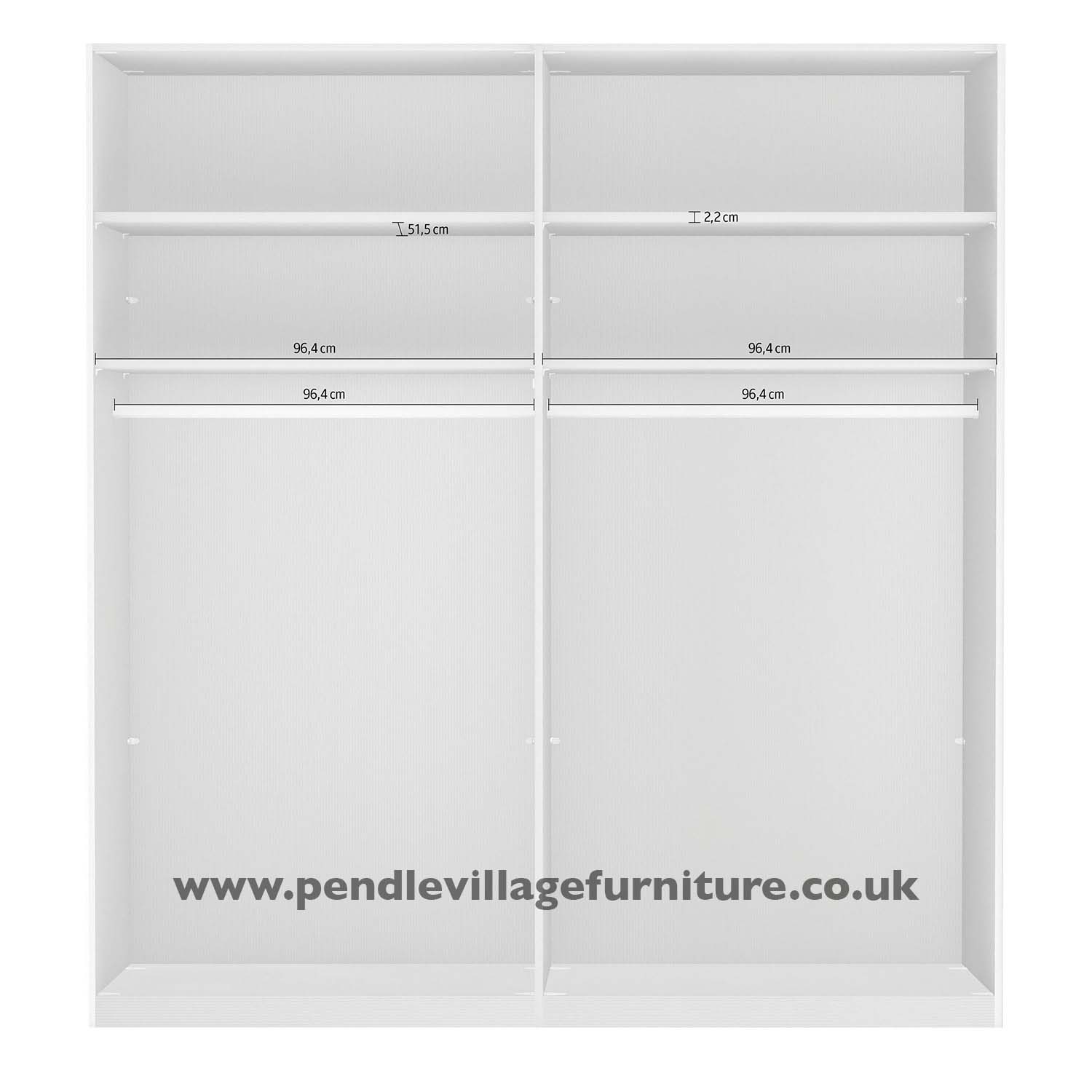 Tulsa Bianco Oak Double Freestanding Mirrored Wardrobe