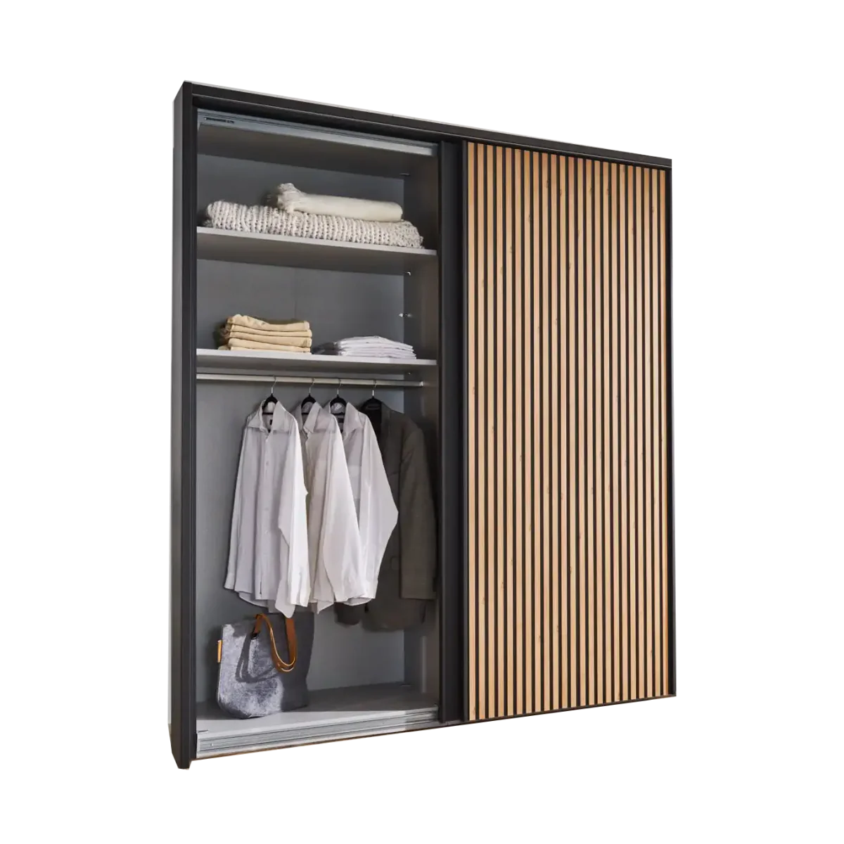 Tulsa 2 Door Black Sliding Door Wardrobe