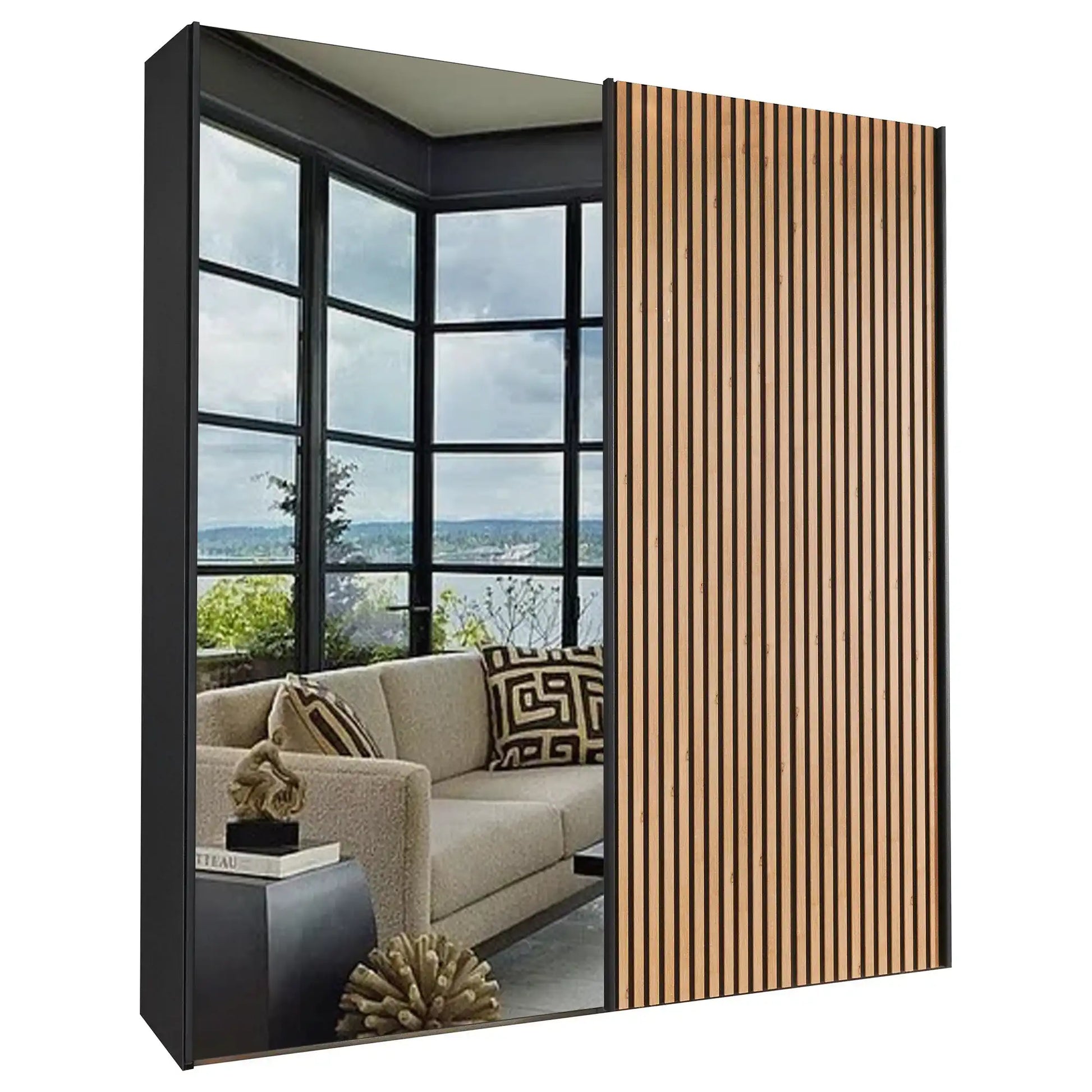 Tulsa Graphite Double Freestanding Mirrored Wardrobe 