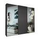 Tulsa Graphite Large 3 Door Wardrobe With Mirror and Decking Door 