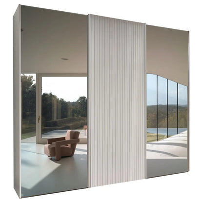 Tulsa Large 3 Door Wardrobe With Mirror and Decking Door 