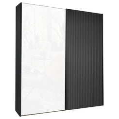 Tulsa White Glass Graphite Carcase Sliding Wardrobe 