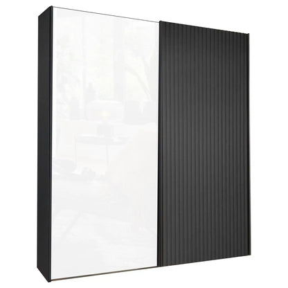 Tulsa White Glass Graphite Carcase Sliding Wardrobe 