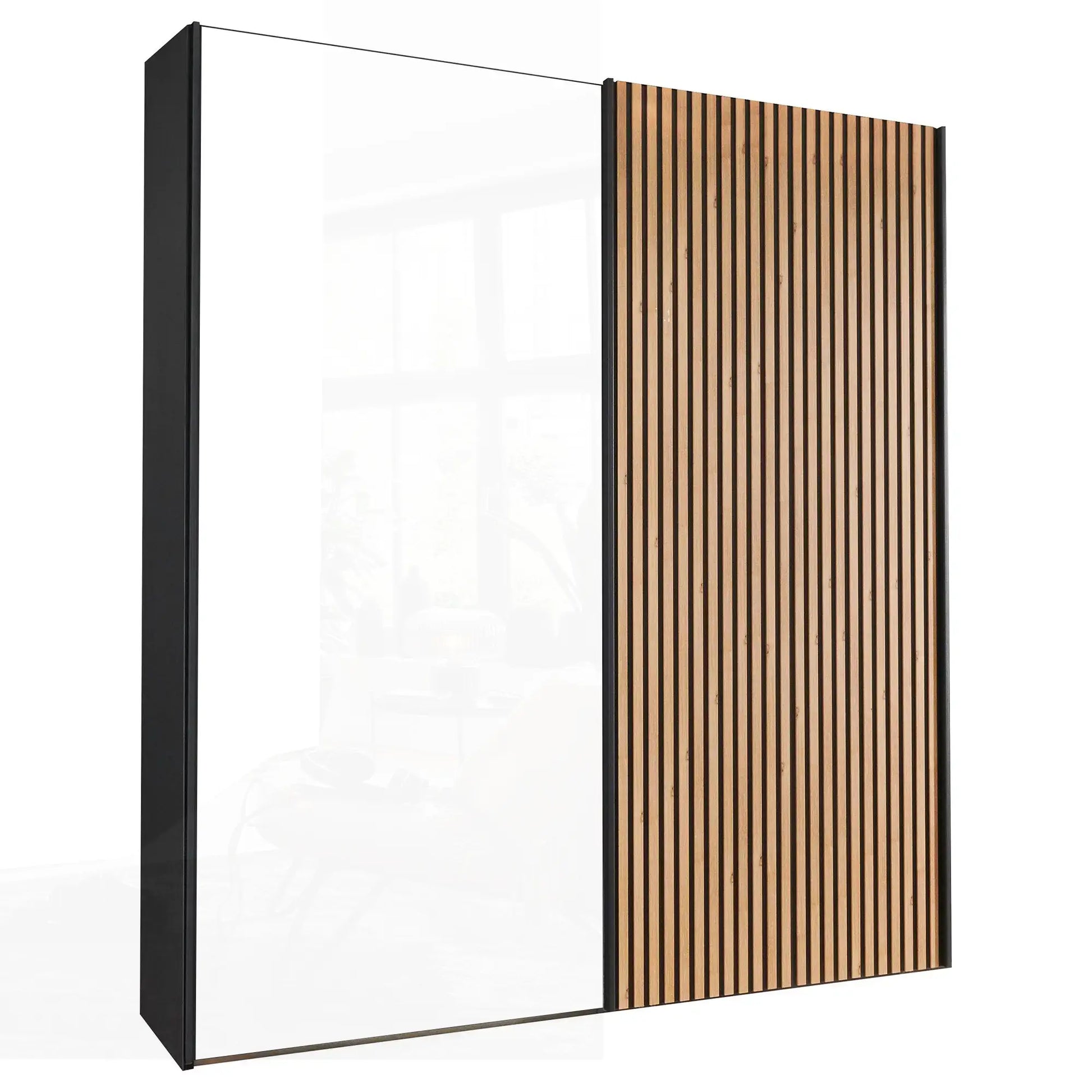 Tulsa White Glass Graphite Carcase Sliding Wardrobe 