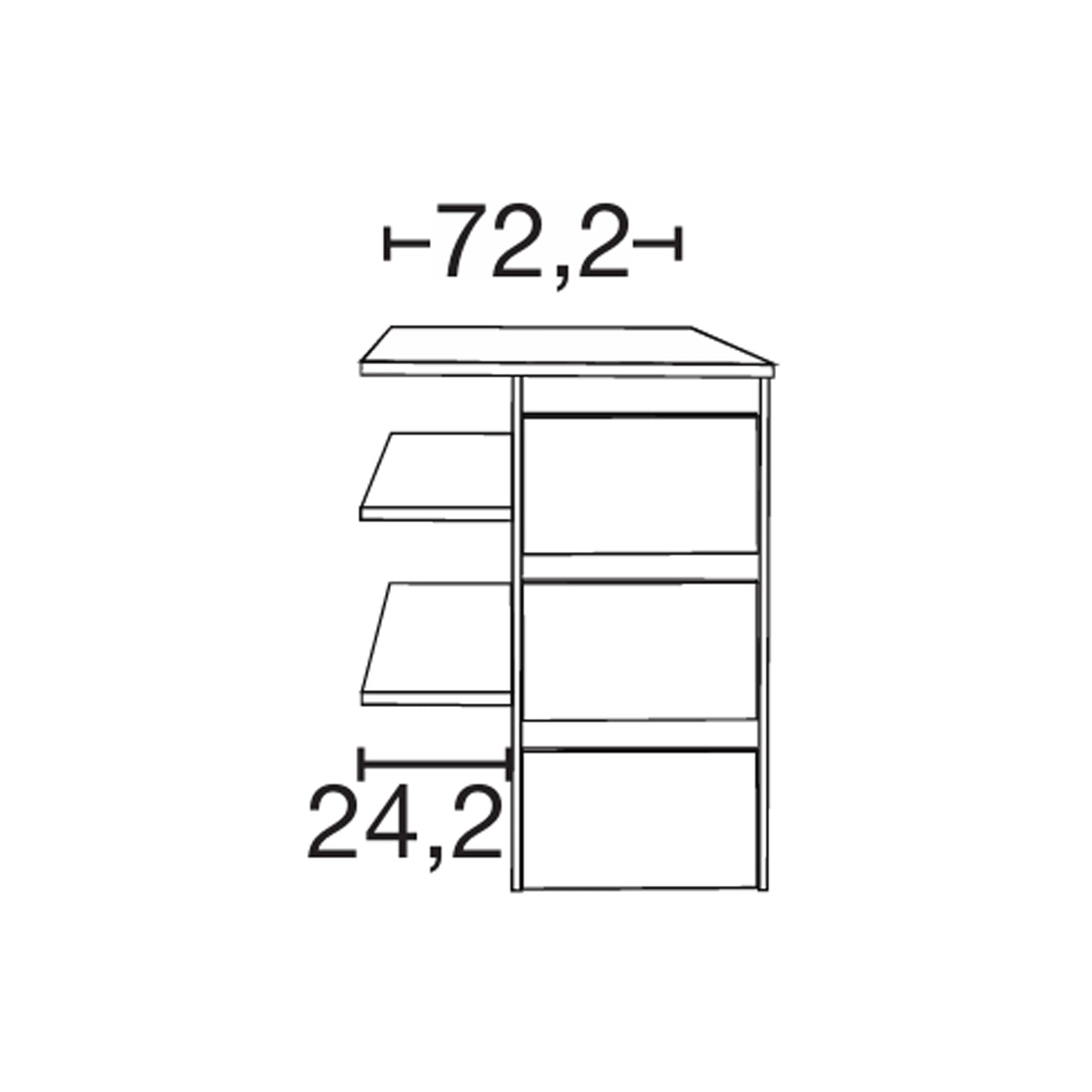 VIP Interior Drawer Insert For Wiemann Wardrobes - 3 Drawers - 72.2cm