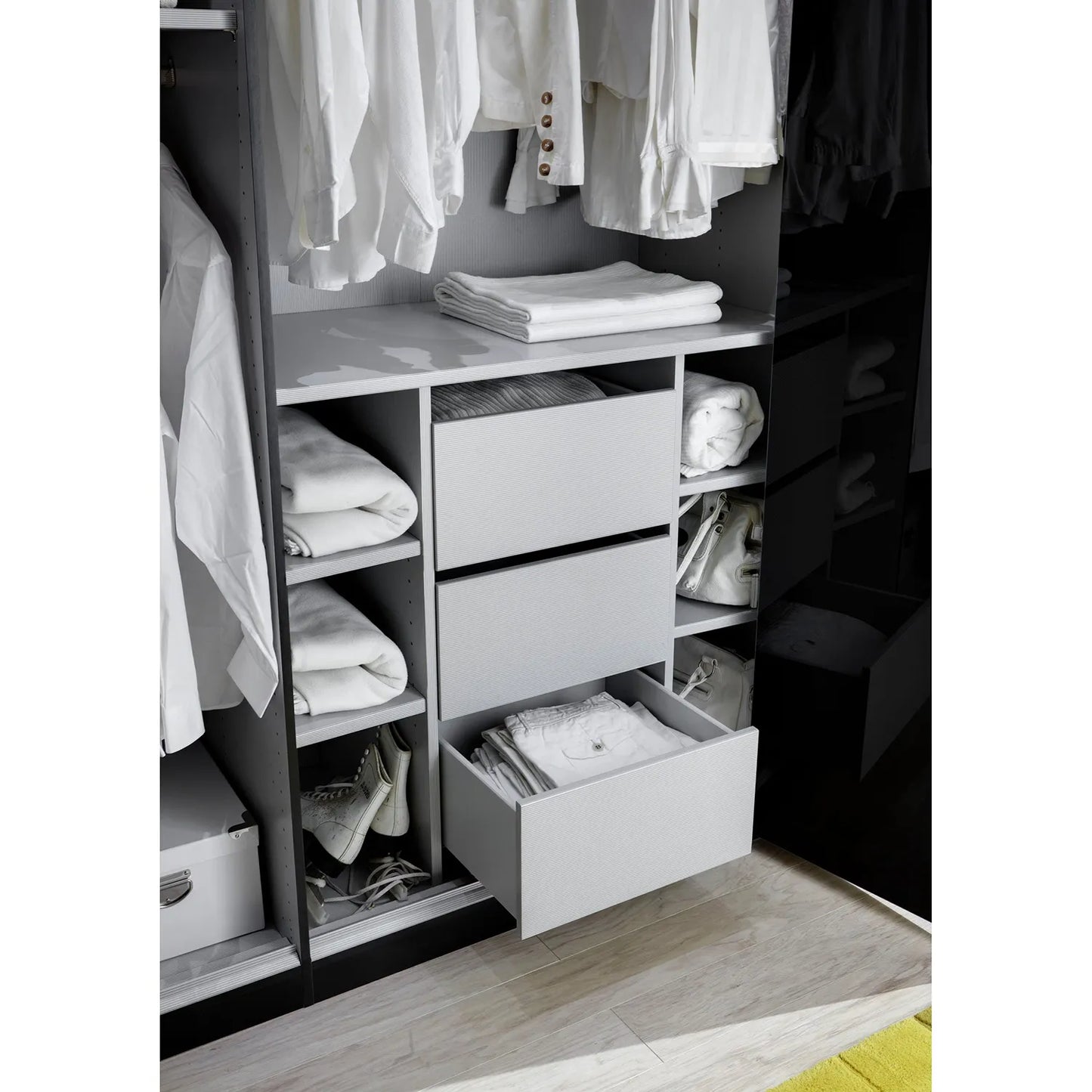 VIP Interior Drawer Insert For Wiemann Wardrobes - 3 Drawers - Styled in a Bedroom
