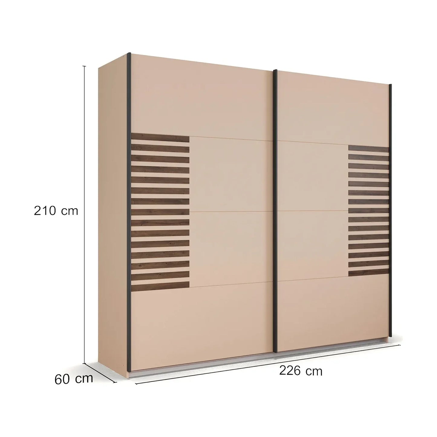 Vestro Champagne Decor Sliding Door Wardrobe - Dimensions