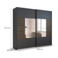 Vestro Metallic Grey Sliding Door Wardrobe With Mirror - Dimensions