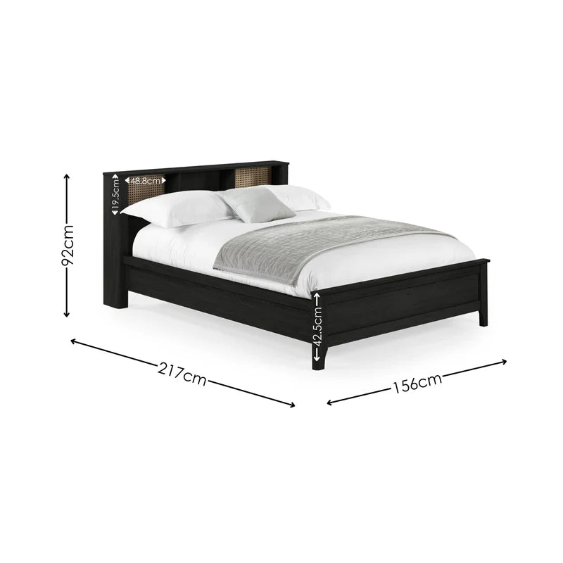 Victory Black 135cm Double Bookcase Bed - Dimensions