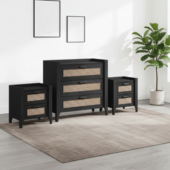 Victory Black 2 Bedisde Table and 3 Drawer Chest