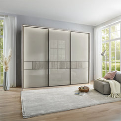 Vilmar Pebble Grey Glass 3 Door Sliding Wardrobe 
