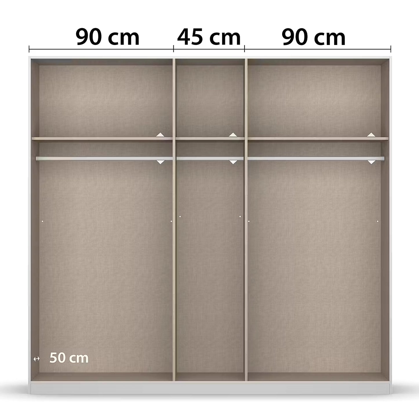 Rauch 226cm Wardrobe with dimensions labeled on a white background