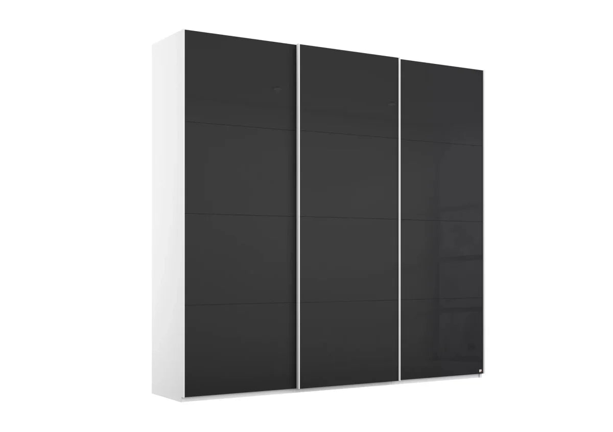 Rauch Forms Black Sliding Door Wardrobe with Shelves - Side Angle view