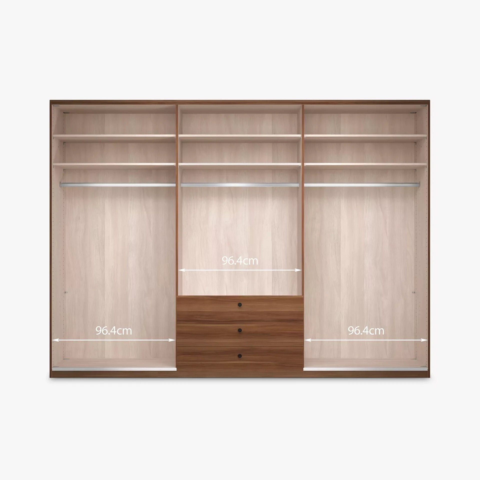 Wiemann Marlo 6 Door Wardrobe 300cm with 3 Drawers and cornice - Interior