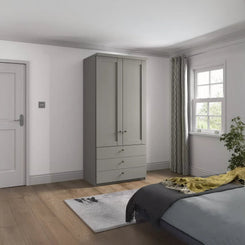 Cottage Style Wiemann Marlo 2 Door 3 Drawer Wardrobe in Pebble Grey