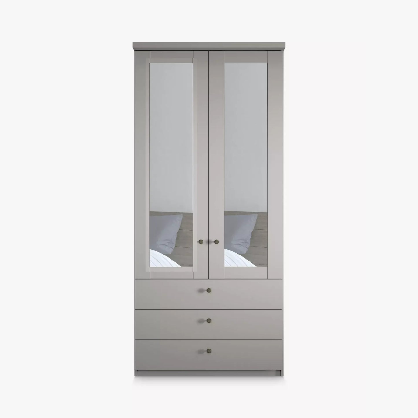 Wiemann Marlo 2 Door 3 Drawer Wardrobe in Pebble Grey with Mirrors