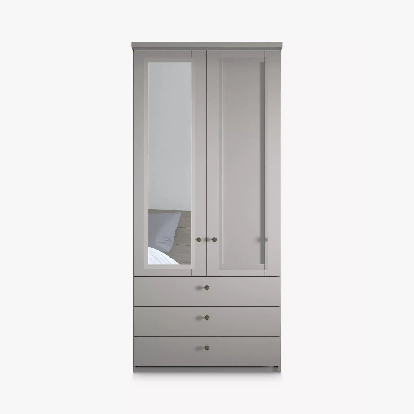 Wiemann Marlo 2 Door 3 Drawer Wardrobe in Pebble Grey with Mirror on Left Door