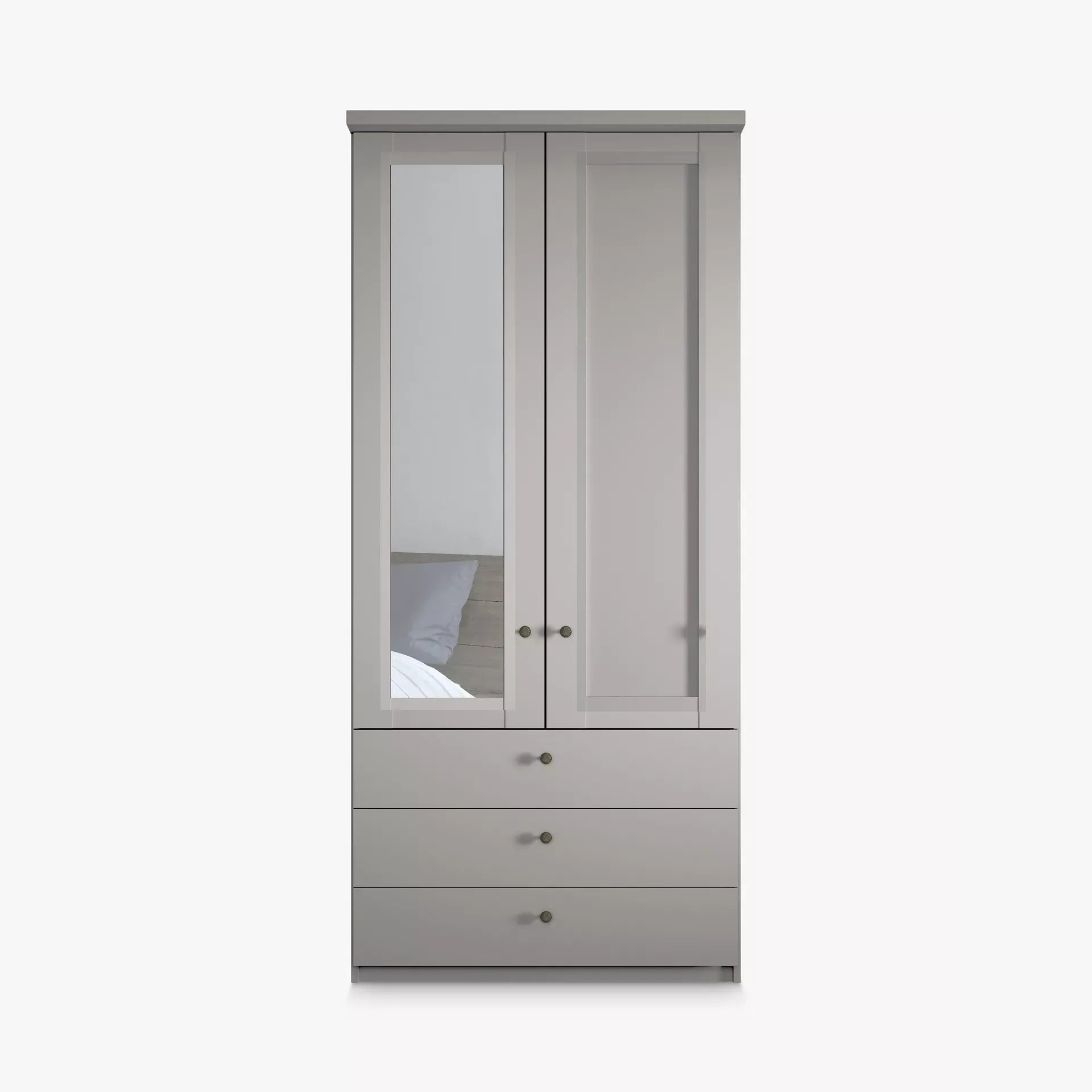 Wiemann Marlo 2 Door 3 Drawer Wardrobe in Pebble Grey with Mirror on Left Door