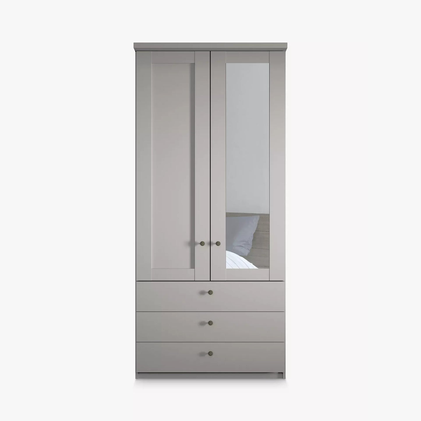 Wiemann Marlo 2 Door 3 Drawer Wardrobe in Pebble Grey with Mirror on Right Door 