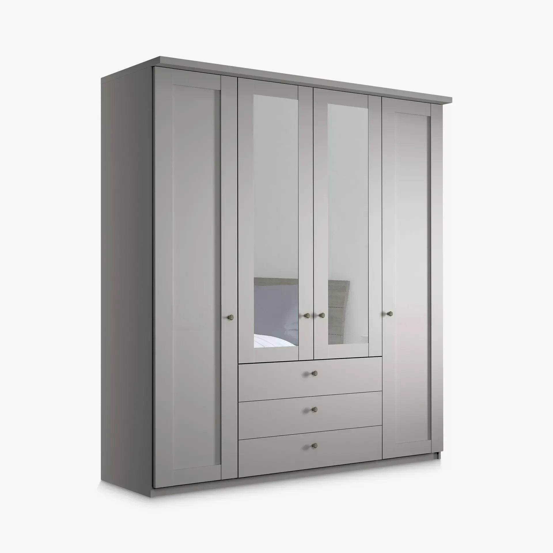 Wiemann Marlo Grey 4 Door Wardrobe with 3 Drawers and Mirror