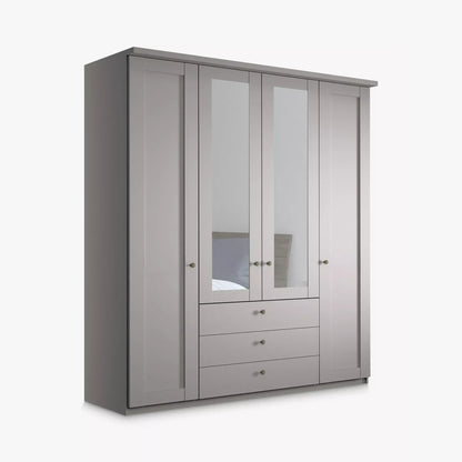 Wiemann Marlo Grey 4 Door Wardrobe with 3 Drawers and Mirror