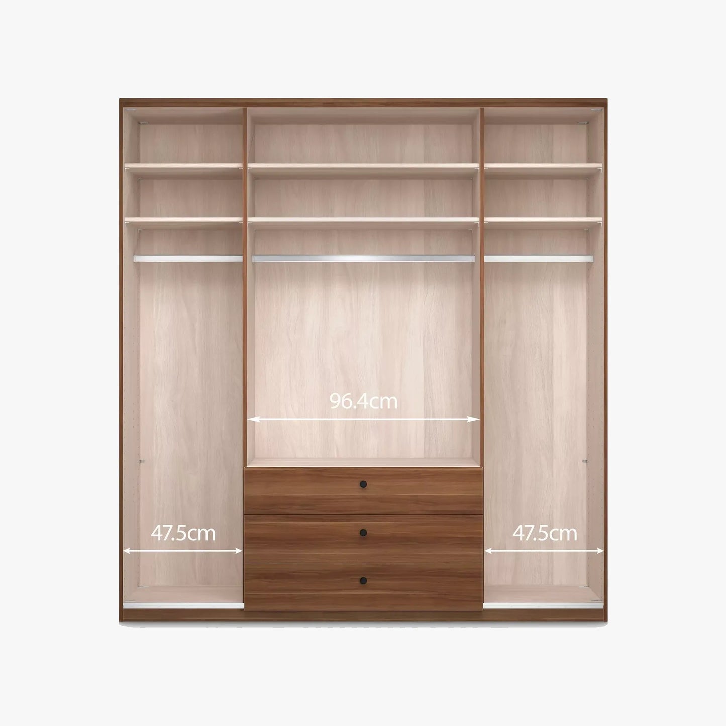 Wiemann Marlo White 4 Door Wardrobe with 3 Drawers and cornice - Internal compartment