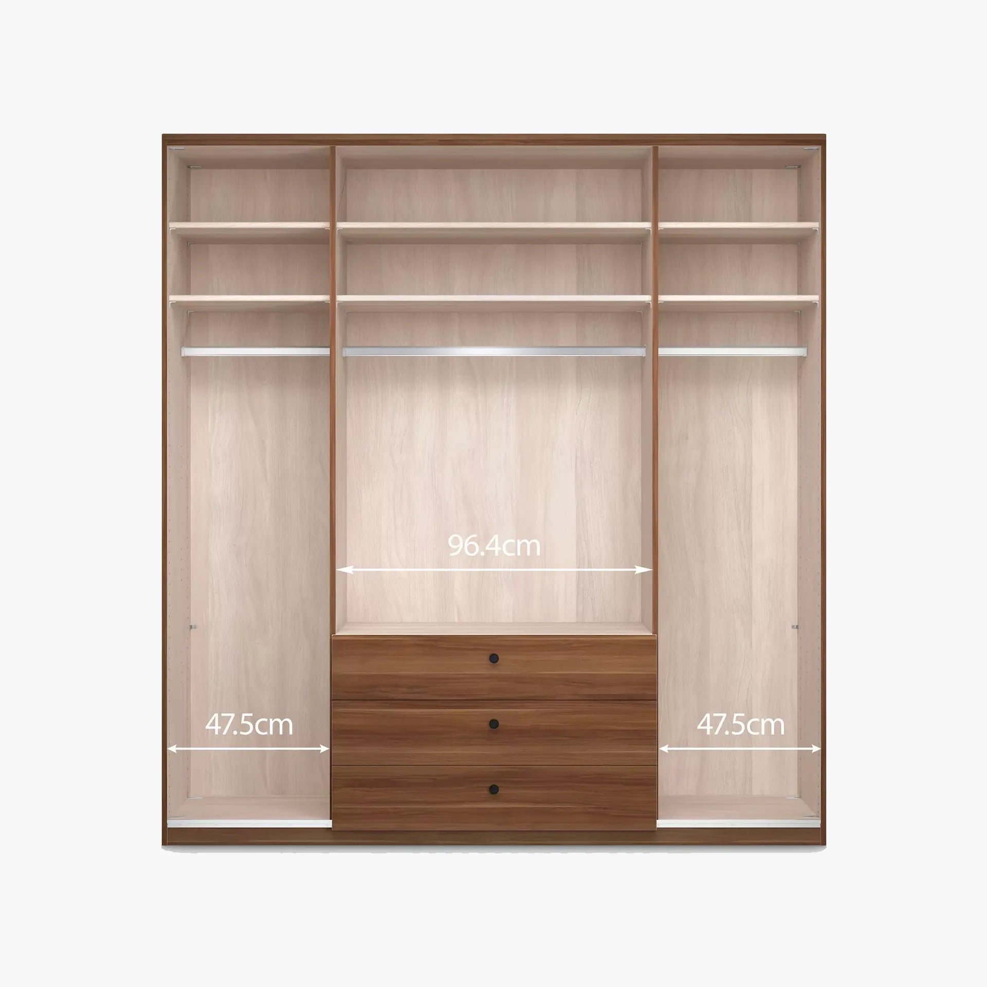 Wiemann Marlo White 4 Door Wardrobe with 3 Drawers and cornice - Internal compartment