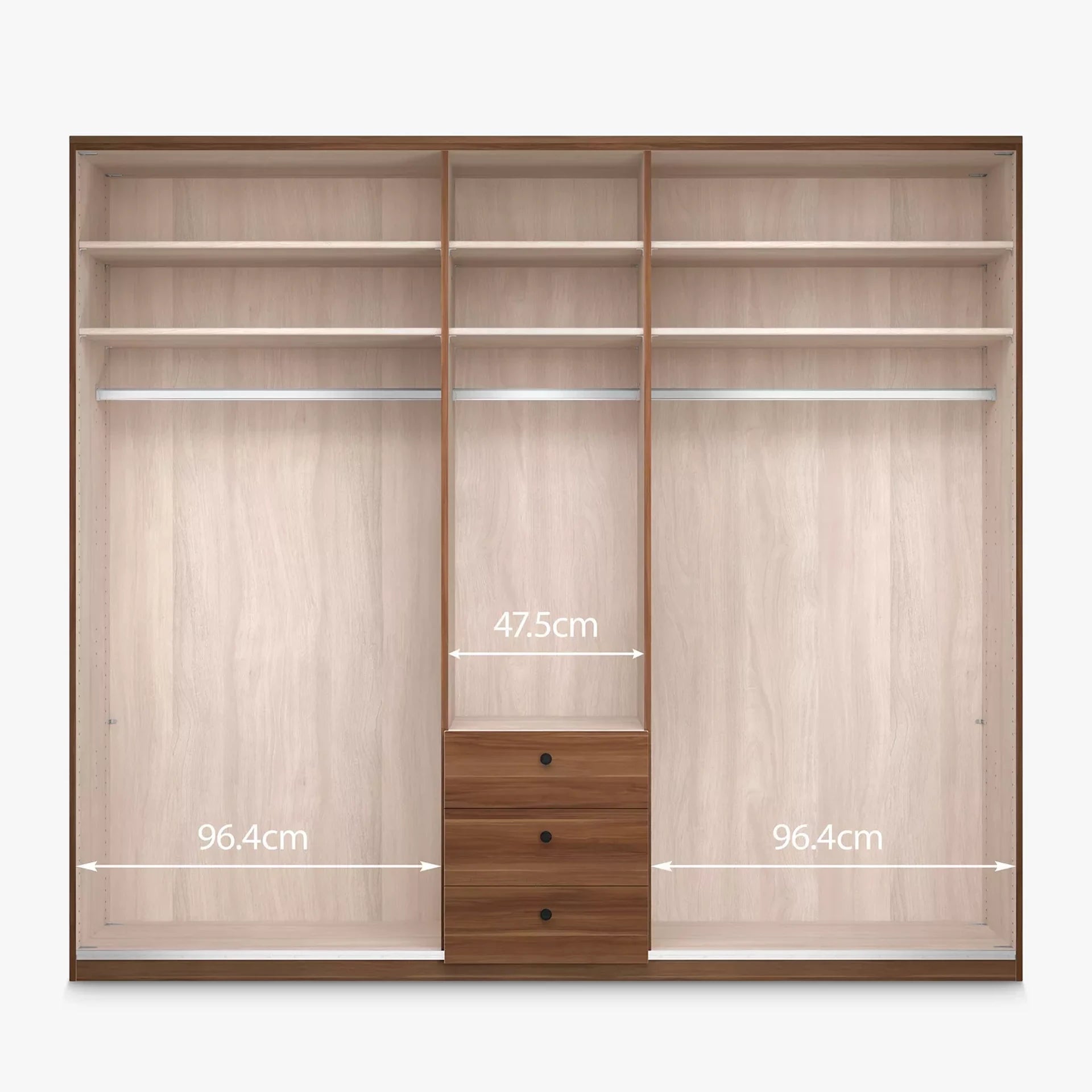 Wiemann Marlo 5 Door Wardrobe with 3 Drawers width 250cm - Interior