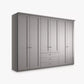 Wiemann Pebble Grey Marlo Large 6 Door Wardrobe 300cm with 3 Drawers and cornice