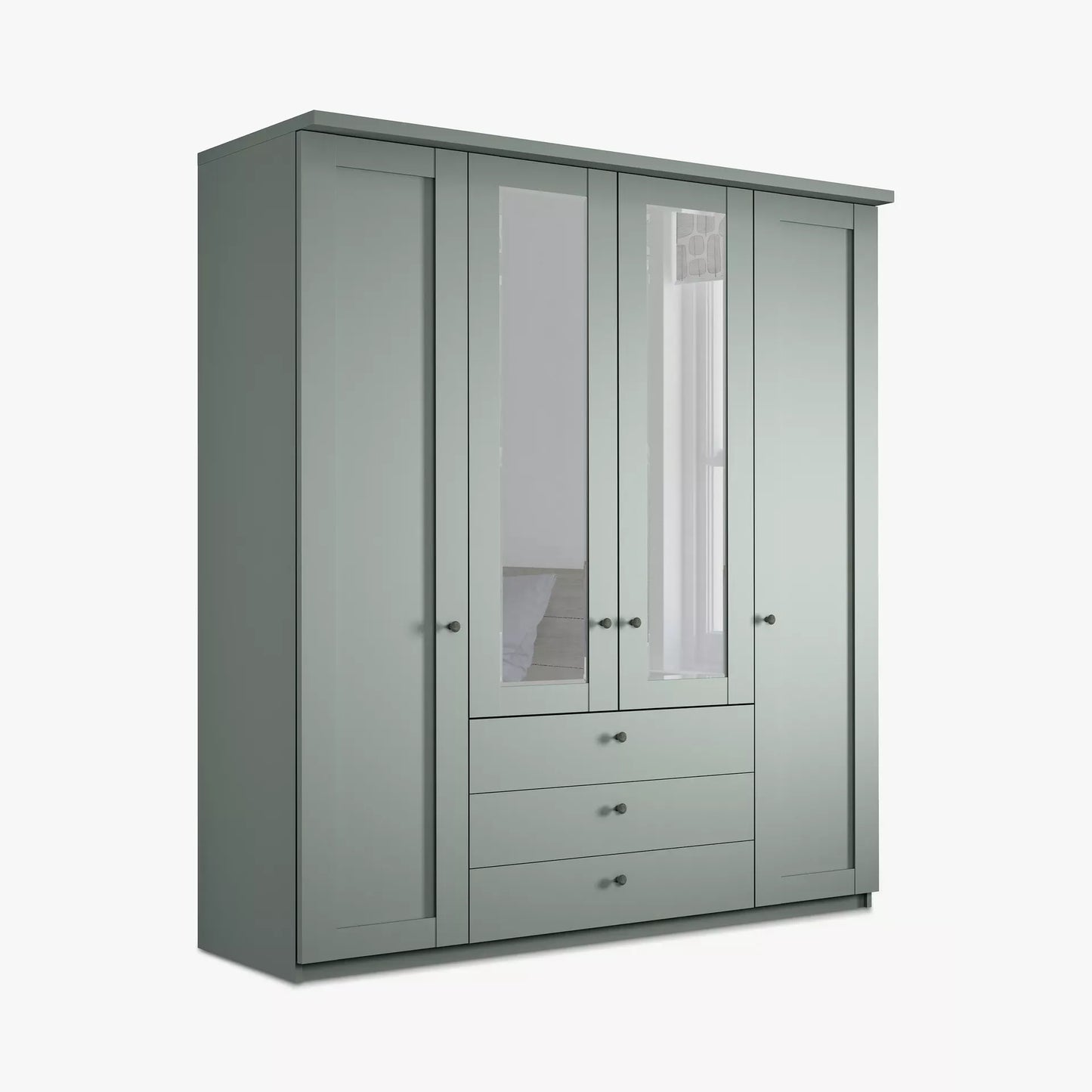 Wiemann Marlo Sage Green 4 Door Wardrobe with 3 Drawers and cornice