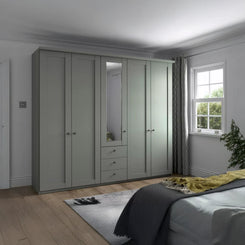 Wiemann Marlo sage green 5 Door Wardrobe with 3 Drawers width 250cm