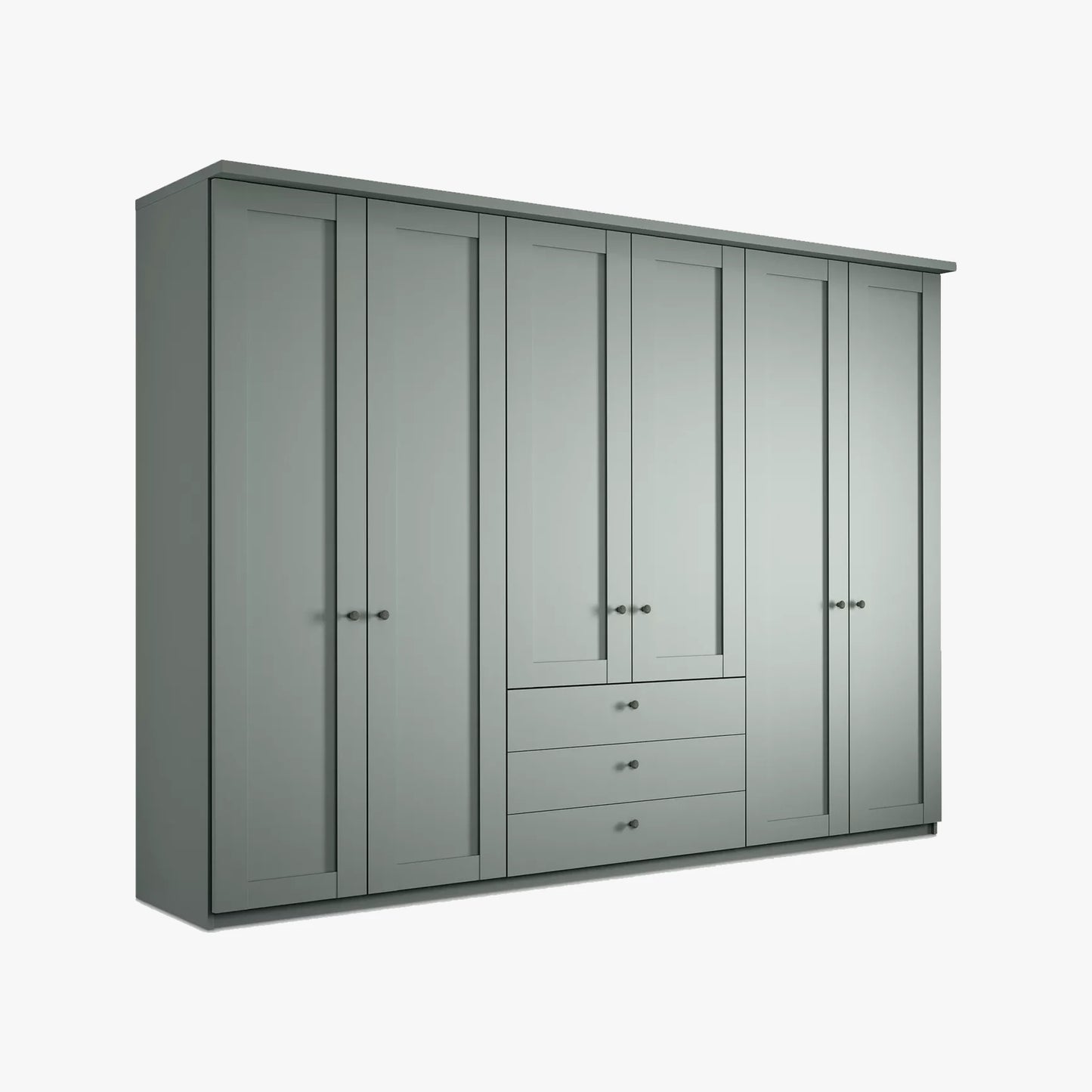 Wiemann Marlo Large 6 Door Wardrobe 300cm with 3 Drawers in Sage Green Colour