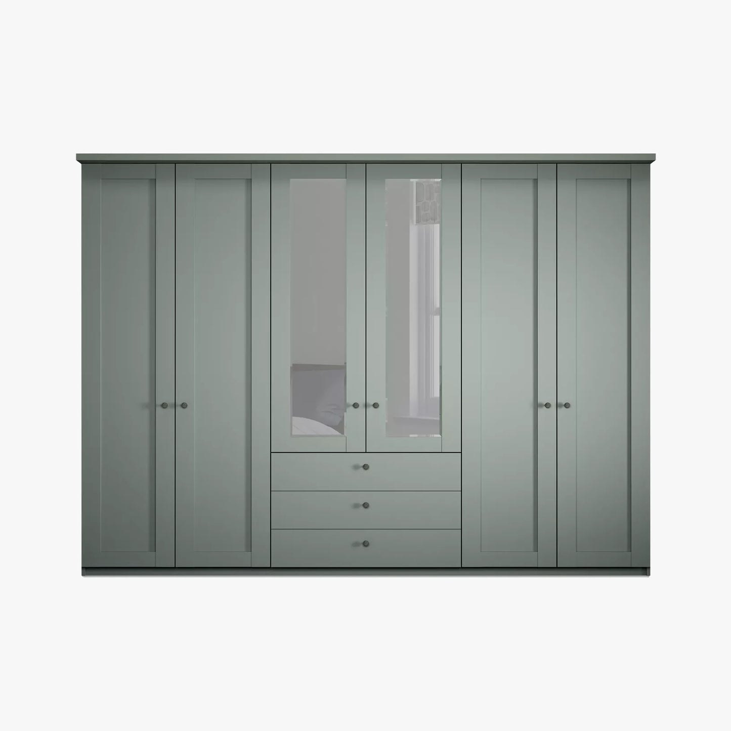 Wiemann Marlo 6 Door Wardrobe 300cm with 3 Drawers and cornice Straight view