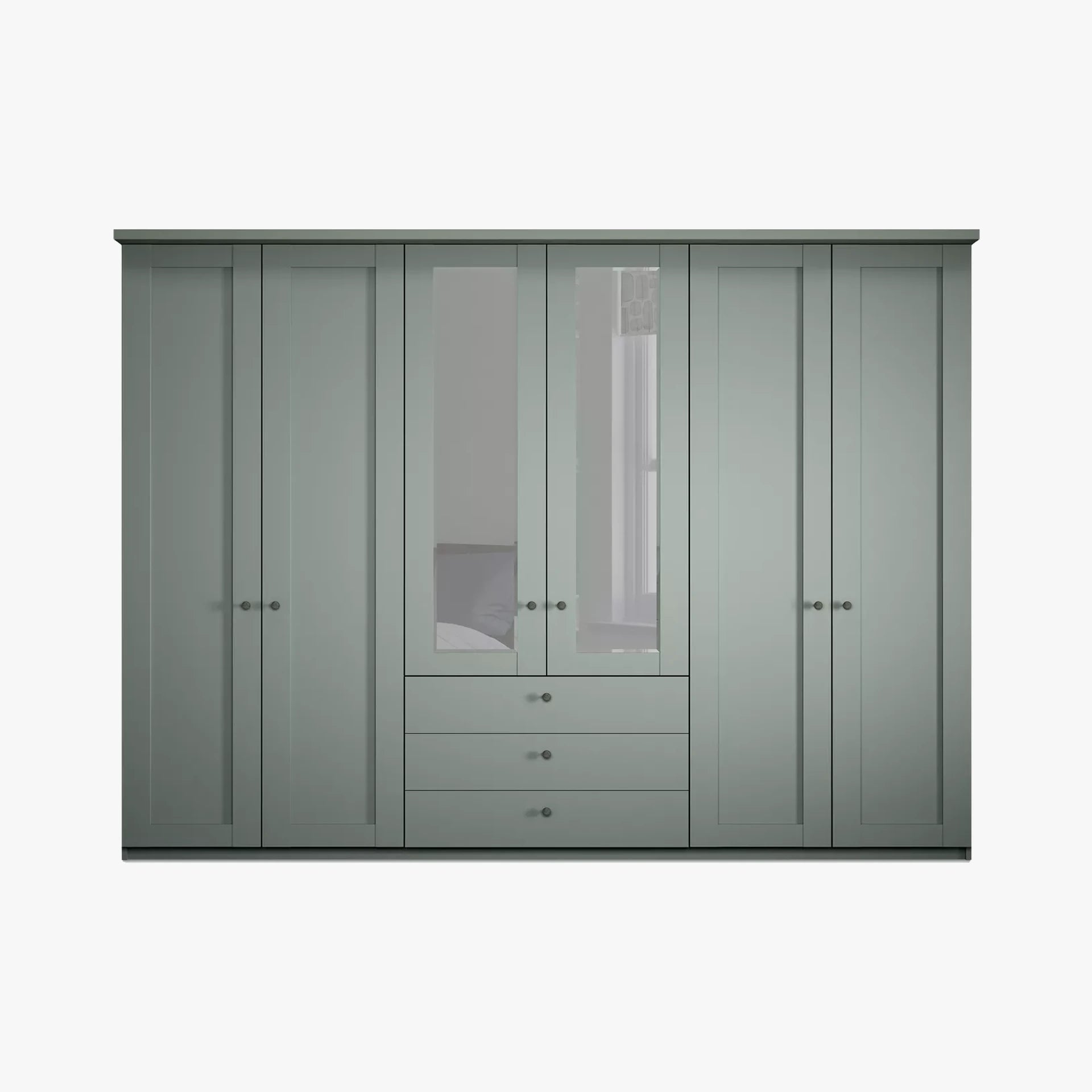 Wiemann Marlo 6 Door Wardrobe 300cm with 3 Drawers and cornice Straight view