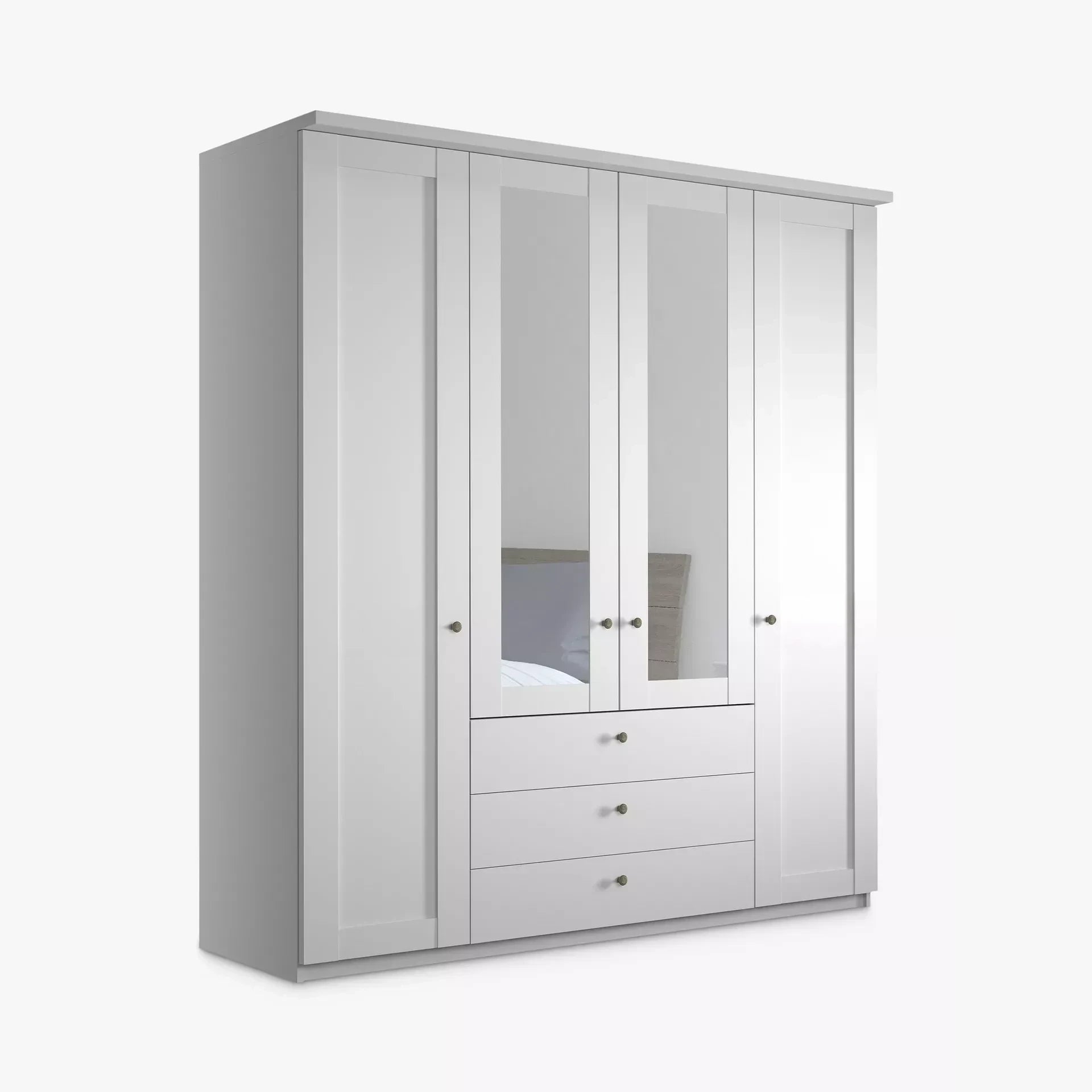 Wiemann Marlo White 4 Door Wardrobe with 3 Drawers and cornice