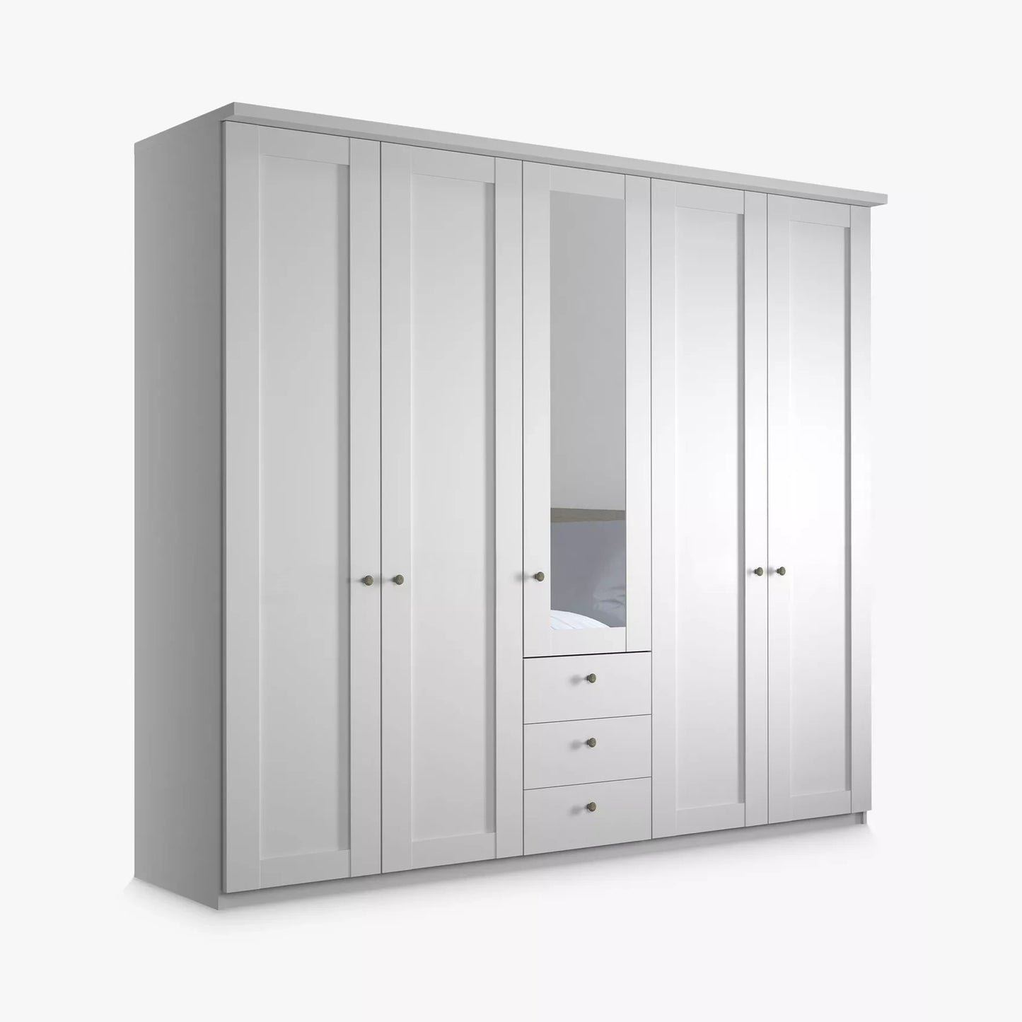 Wiemann White Hinged Door Wardrobe with Mirror and 3 Drawers
