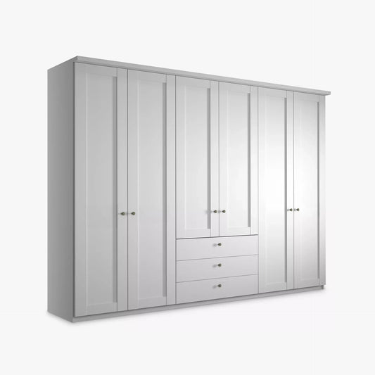 Wiemann Marlo 6 Door Wardrobe 300cm with 3 Drawers and cornice