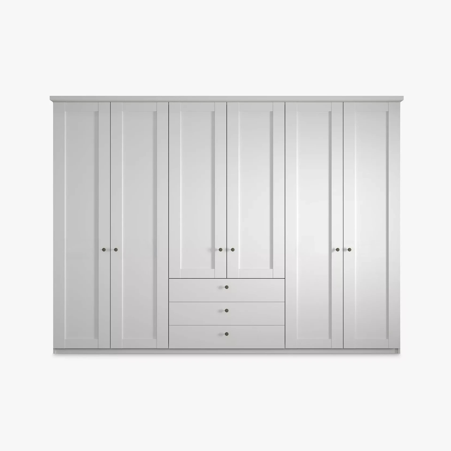 Wiemann Marlo 6 Door Wardrobe 300cm with 3 Drawers and cornice in White Colour