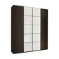 Zenith 200cm 4 Door Hinged Wardrobe Mocca Oak with White Glass Front
