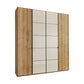 Zenith 200cm 4 Door Hinged Wardrobe Bianco Oak with Champagne Glass 