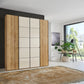 Zenith 200cm 4 Door Hinged Wardrobe Bianco Oak with Champagne Glass 