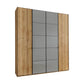 Zenith 200cm 4 Door Hinged Wardrobe Bianco Oak with Havana Glass
